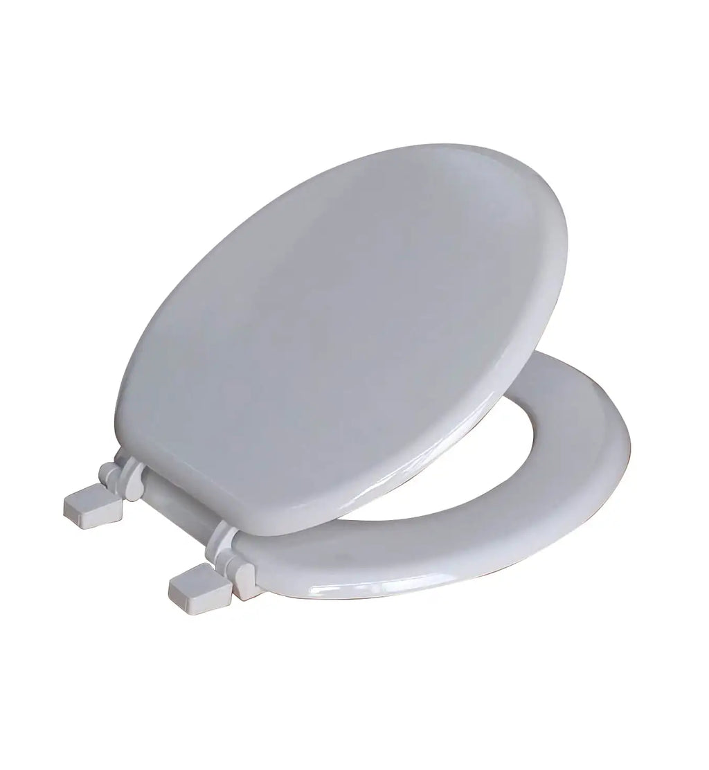 Toilet Seat White Round Molded Wooden