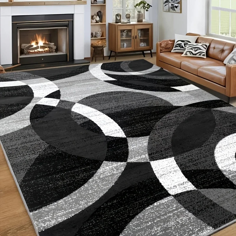 Geometric Patterned Rug  Machine-Washable Dirt-Repellent Soft Lightweight Comfortable Fabric No