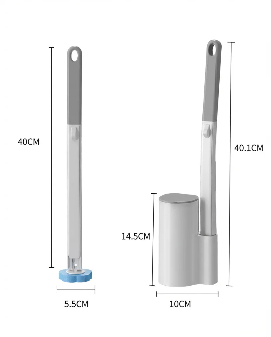 No-Mess Toilet Cleaner Set, Built-in Liquid & 18 Disposable Heads, 40.1cm Holder, Wipe Clean & Sanitize in One Step