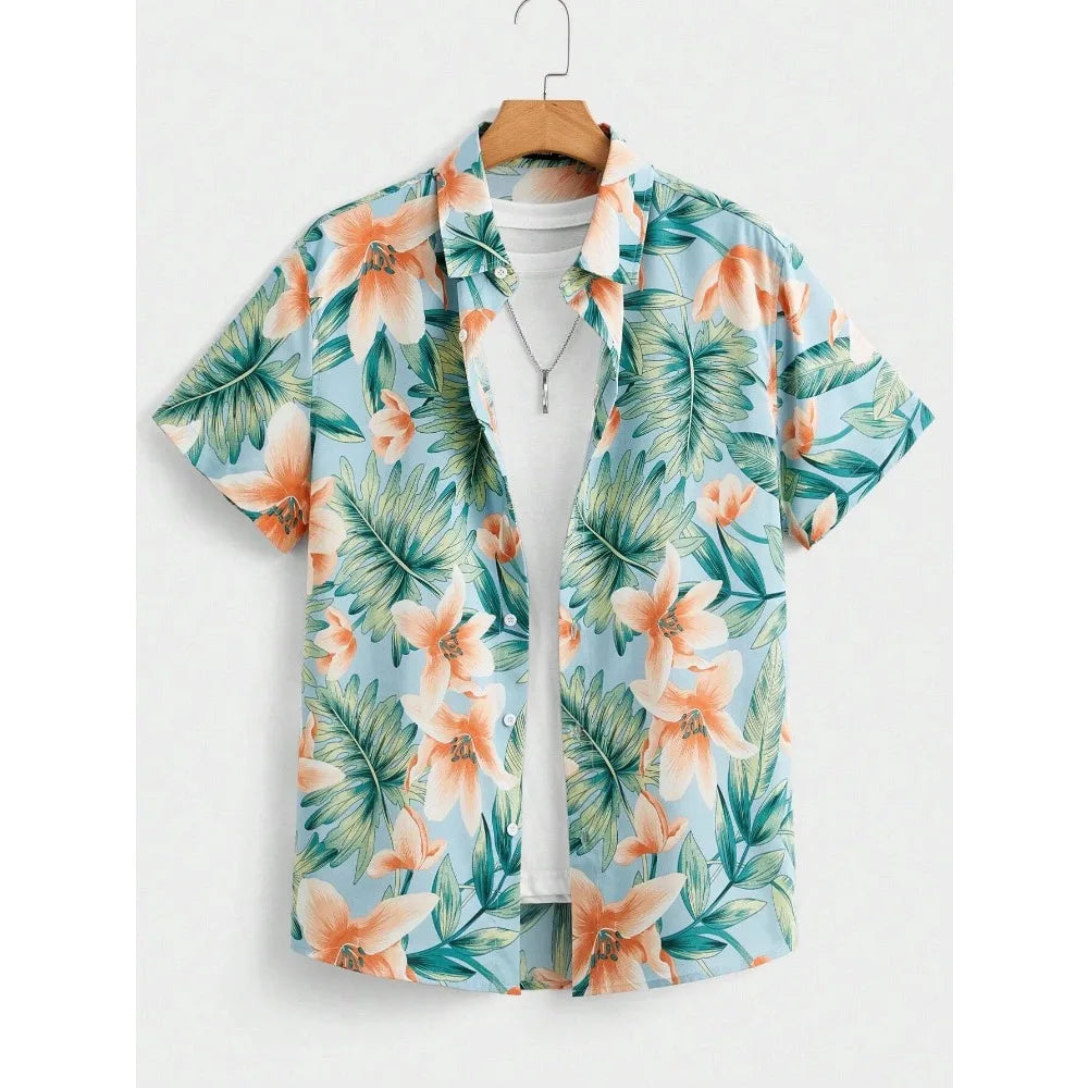 Hawaiian Shirt Man Print Casual  Slim Fashion Shirt High Quality Luxury  Oversized Clothes