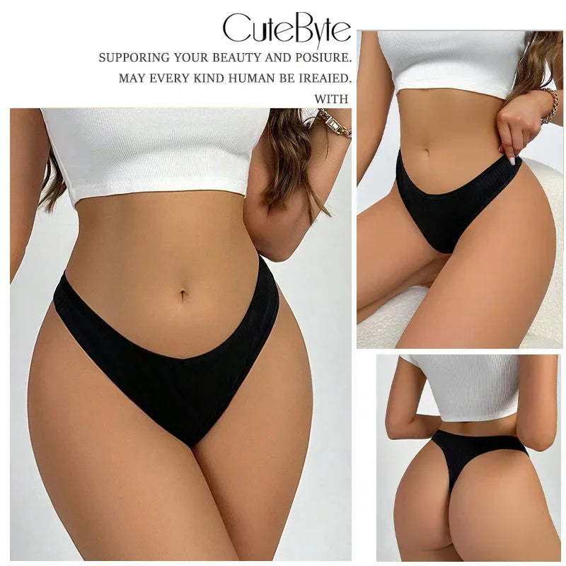 3Pcs/Set Seamless Thong Cotton Women High Flexibility Panty Sexy Underwear