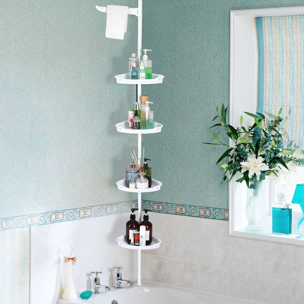 Corner Shower Caddy with Tension Pole Adjustable Shelves Bathroom Storage Organizer