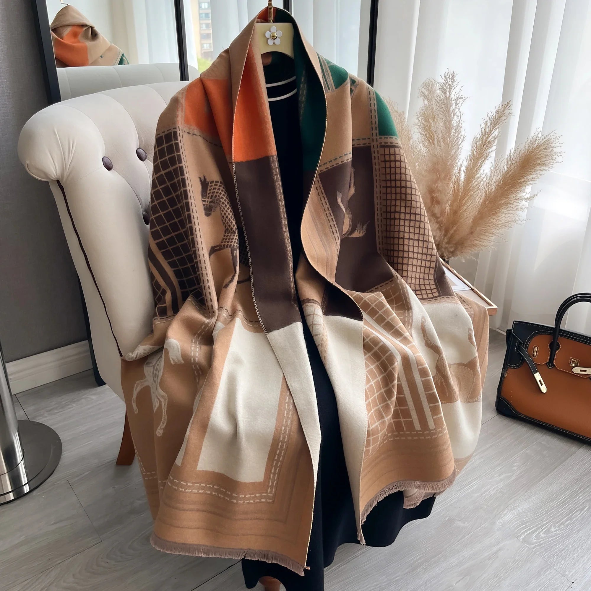 Luxury Winter Cashmere Scarf Poncho Scarves Female Shawl Wraps