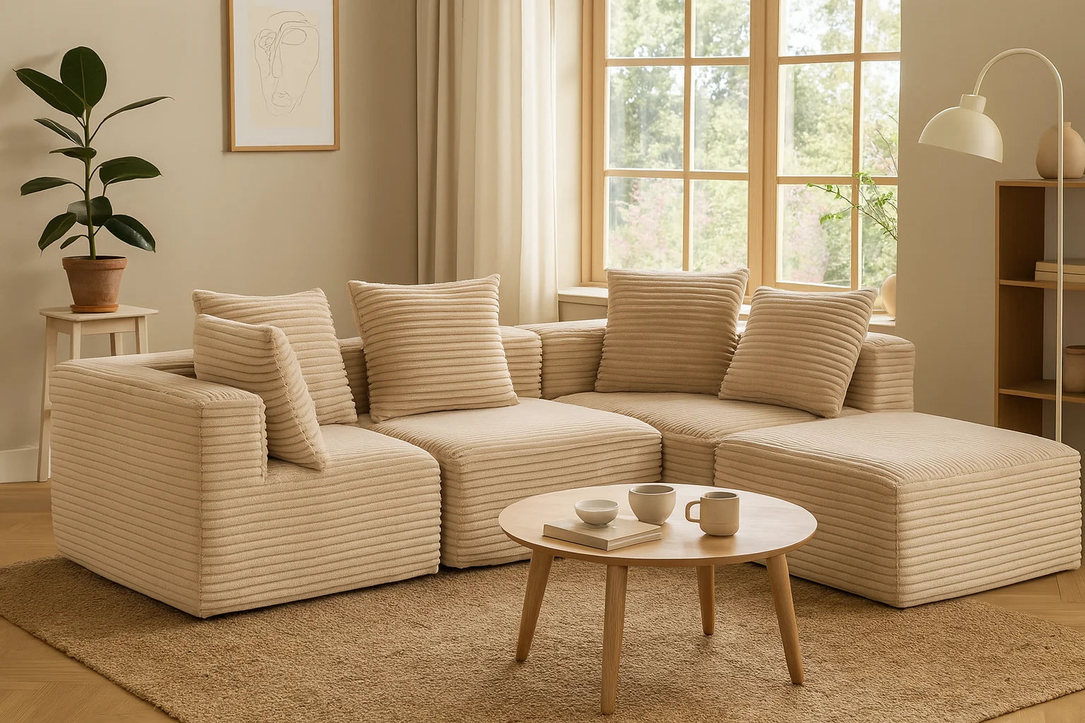 Couch with L-Shape  Modular sleeper Sofa with Deep Seat, for Room