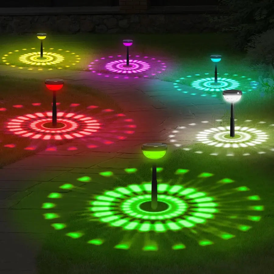 Color Changing Solar Lights Outdoor, Auto ON Off 3000K White Light amp RGB LED Solar Garden Lights,