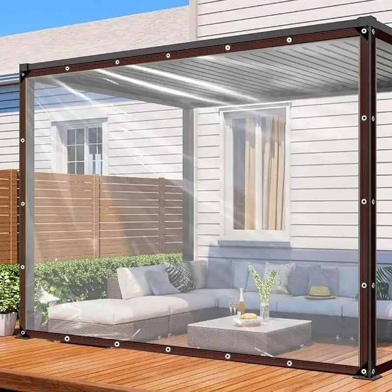 Clear PVC Waterproof Tarp 15Mil Heavy Duty Outdoor Cover for Greenhouse Patio Windproof UV Resistant Shelter