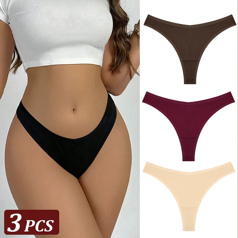 3Pcs/Set Seamless Thong Cotton Women High Flexibility Panty Sexy Underwear