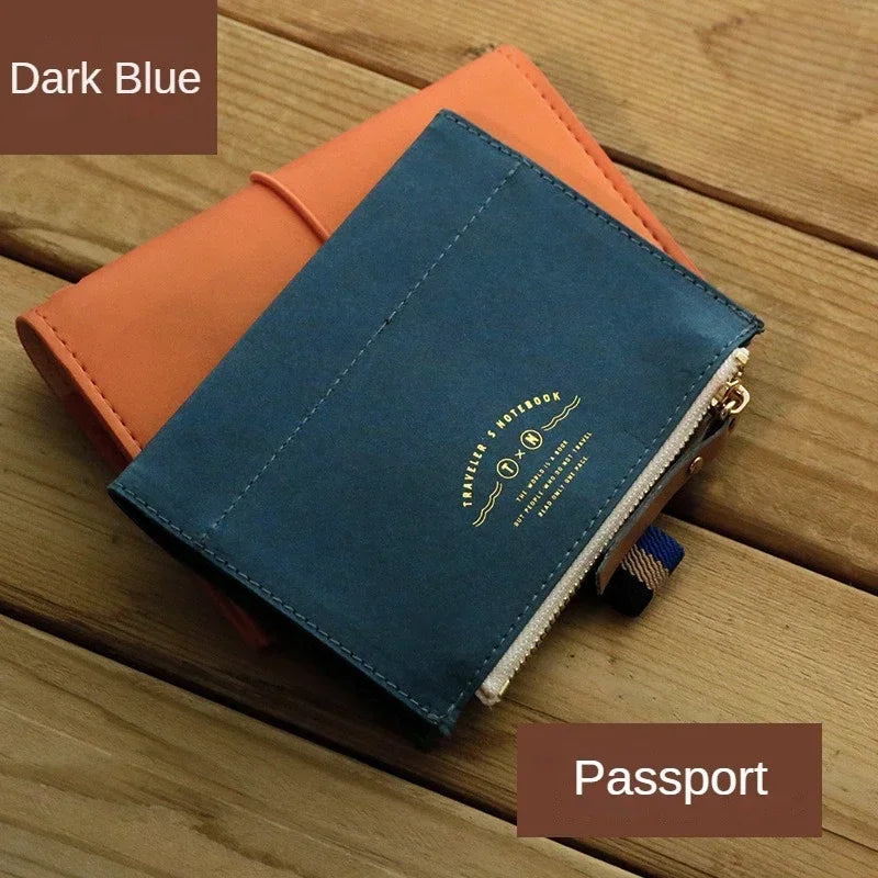 Travel Notebook Washable Cowhide Bill  Storage Bag Pen Case Stationery Storage Supplies