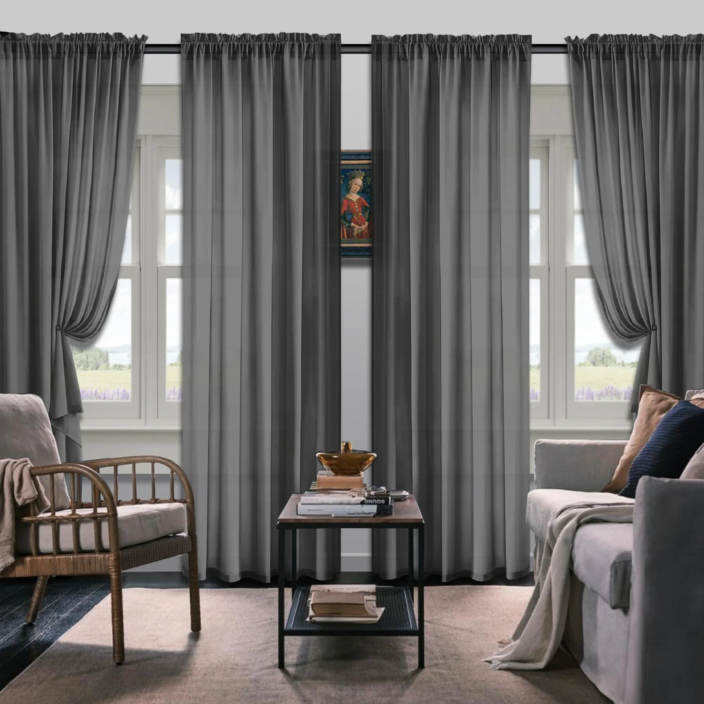 Set Of 4 Curtains,  Simple Rod Curtains, Suitable For Living Room, Office, Home, Bedroom Decoration