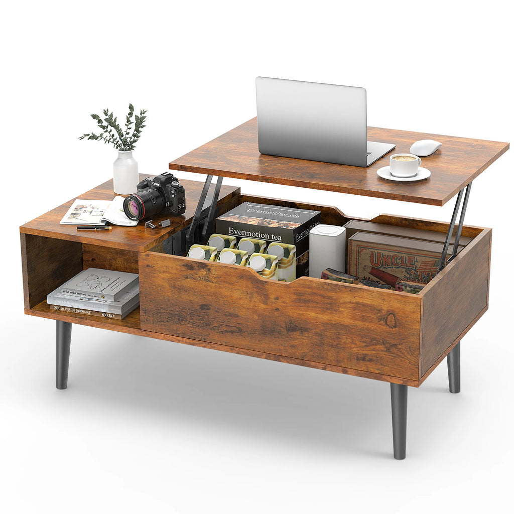 Coffee Tables For Living Room 39.37"x19.7" Desk Tea Wood Dining Tables Adjustable Storage Shelf Easy Lift