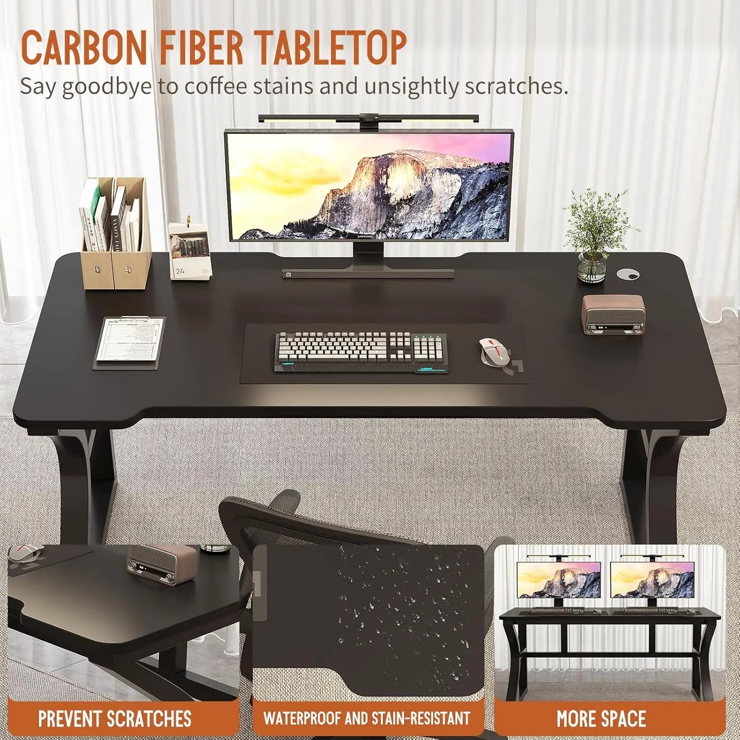Computer Desk Home Office  Small Desk for Study Work Table with USB Charging Ports