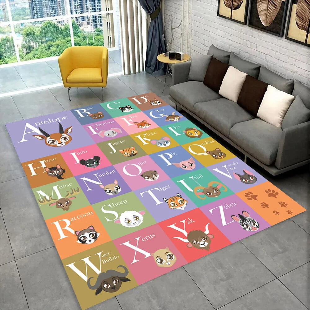 ABC Cartoon Alphabet Children Crawling Kids Playroom Early Education Area Rug,Carpet for Living Room Bedroom Sofa,Non-slip Mat