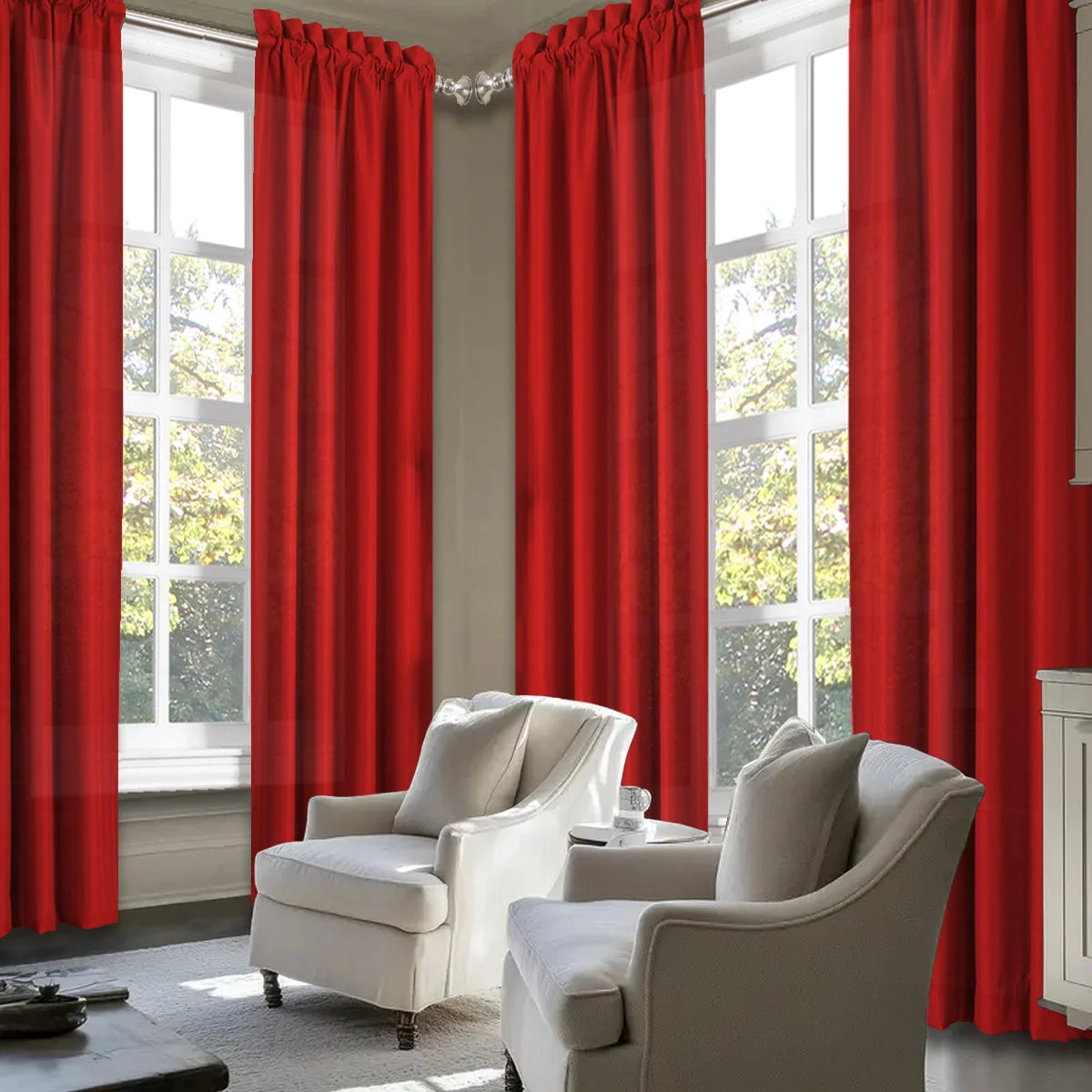 4pcs Light Filtering Curtains - Elegant Color Fade-Resistant  with Rod , Perfect for Living Room, Bedroom