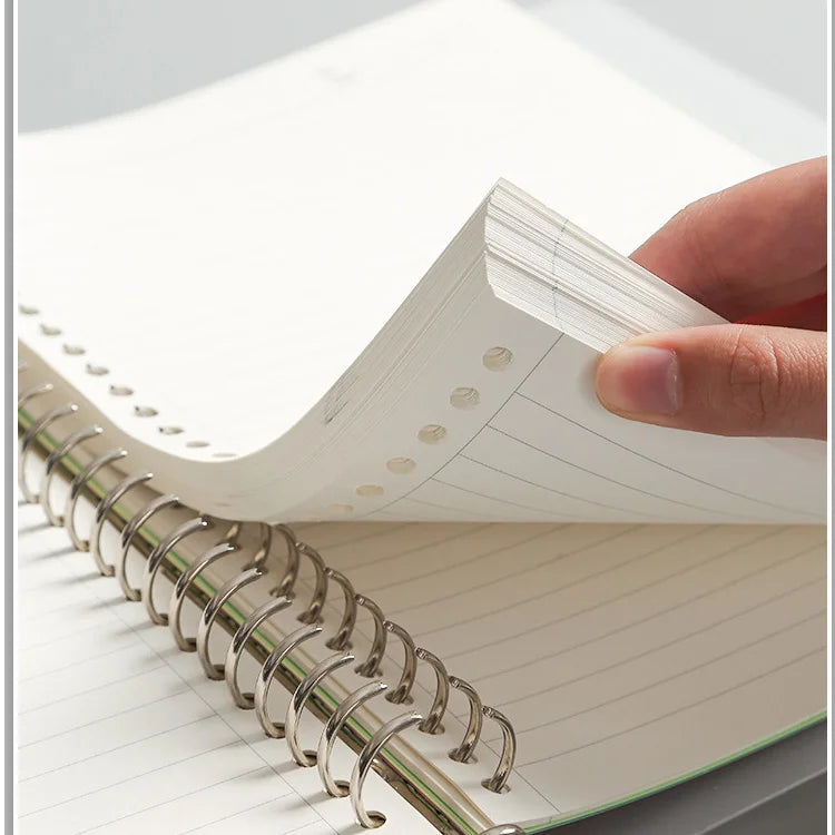 Binder Notebook Refillable Grid Lined Planner Journal Stationery Notepad