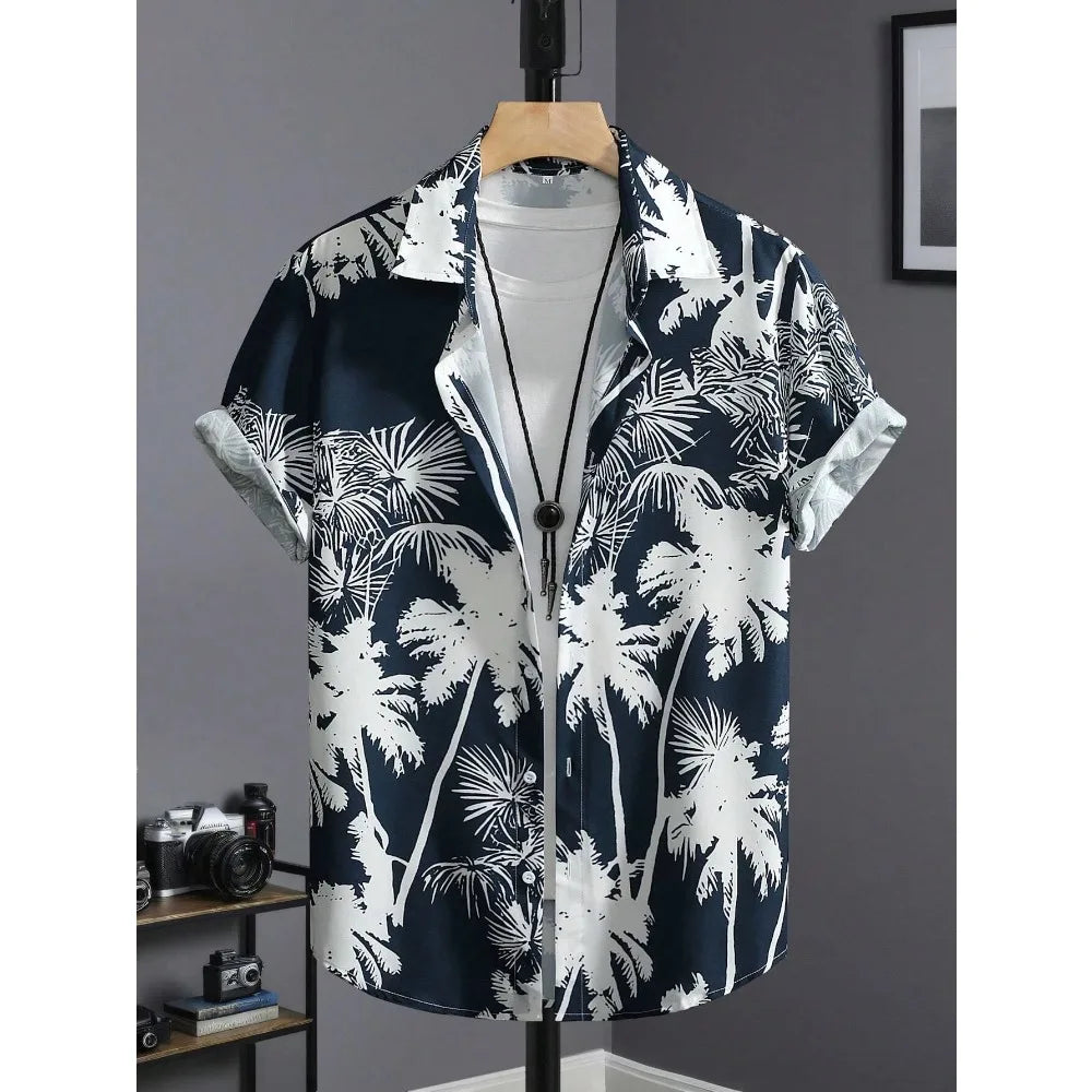 Hawaiian Shirt Man Print Casual  Slim Fashion Shirt High Quality Luxury  Oversized Clothes