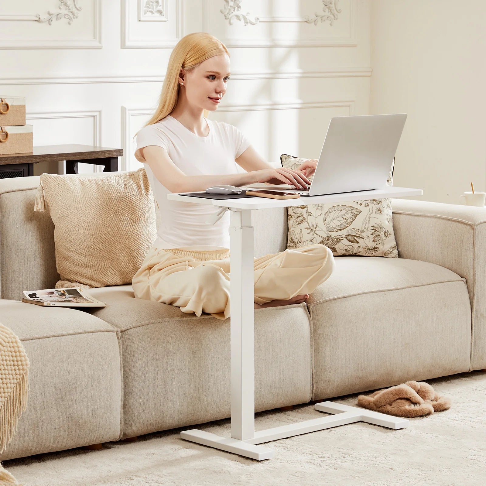 Bedside Sofa Table with  Adjustable Height Home Use Bed Table Laptop  For Bedroom