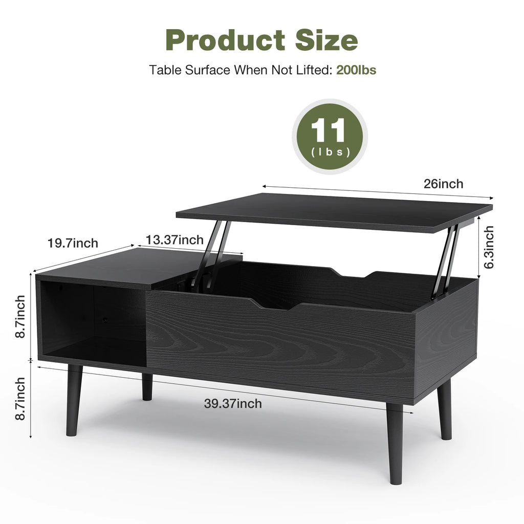 Coffee Tables For Living Room 39.37"x19.7" Desk Tea Wood Dining Tables Adjustable Storage Shelf Easy Lift
