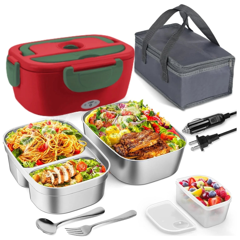 Electric Lunch Box for Adults-60W Fast Heated Lunch Box for with Dual 1.5LStainless Steel Containers