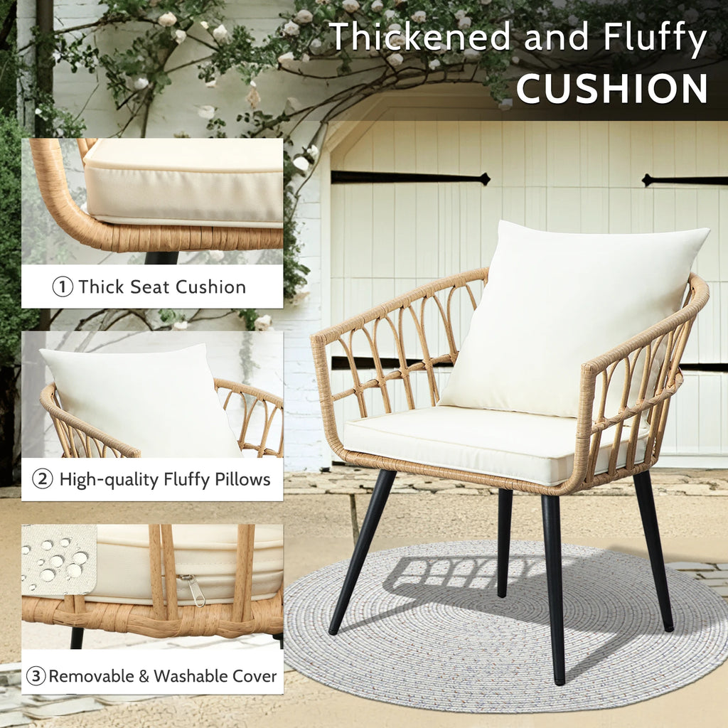 3 Piece Patio Porch Furniture Sets  Outdoor w/Cushions & Table for  Lawn Pool Backyard