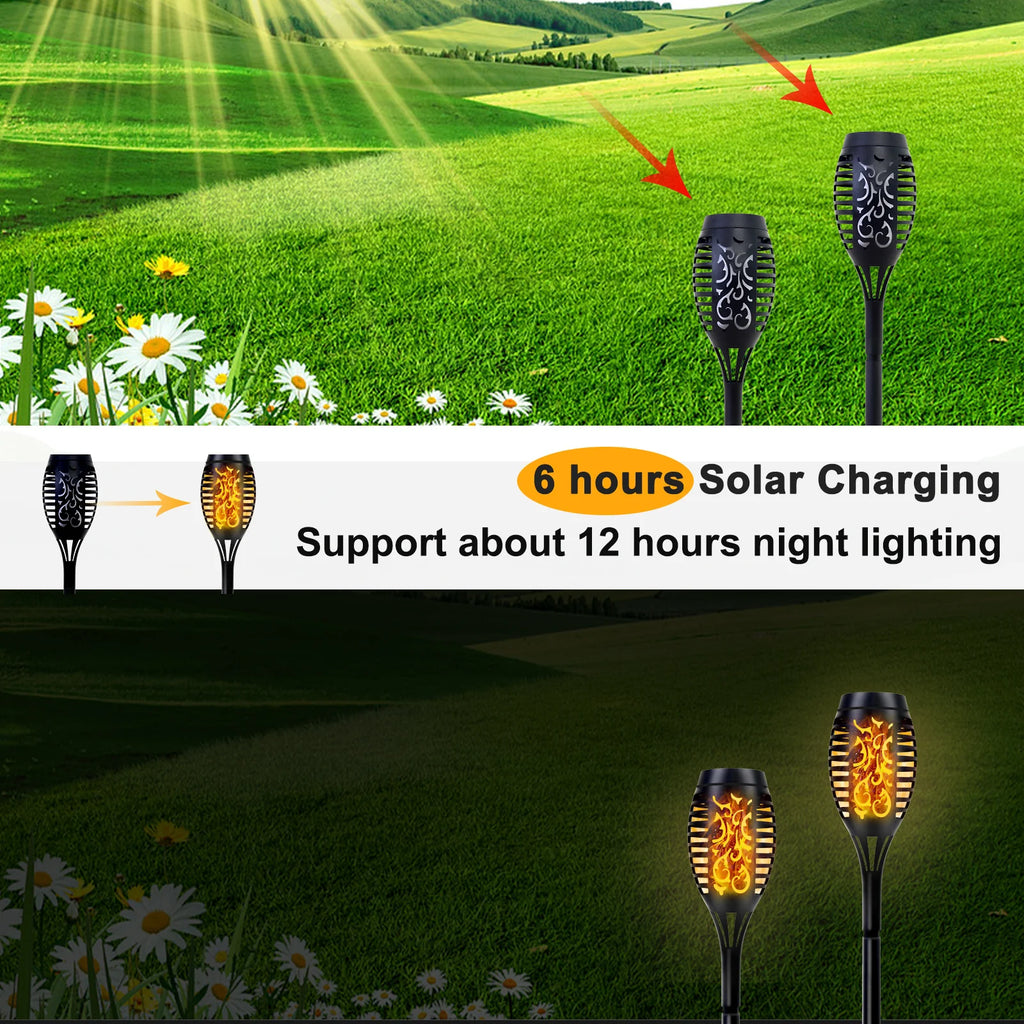 Solar Lights Outdoor Solar Torch Lights with Flickering Flame Waterproof Garden Decoration