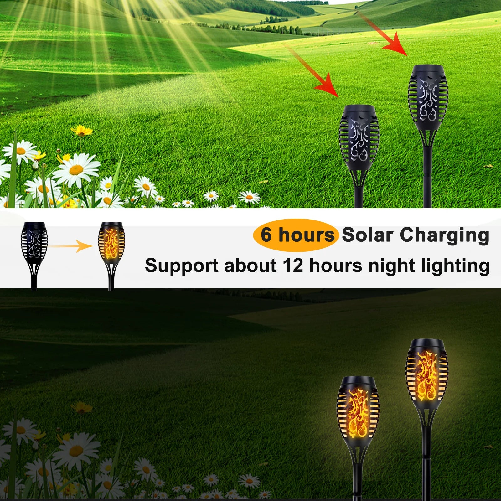 Solar Lights Outdoor Solar Torch Lights with Flickering Flame Waterproof Garden Decoration