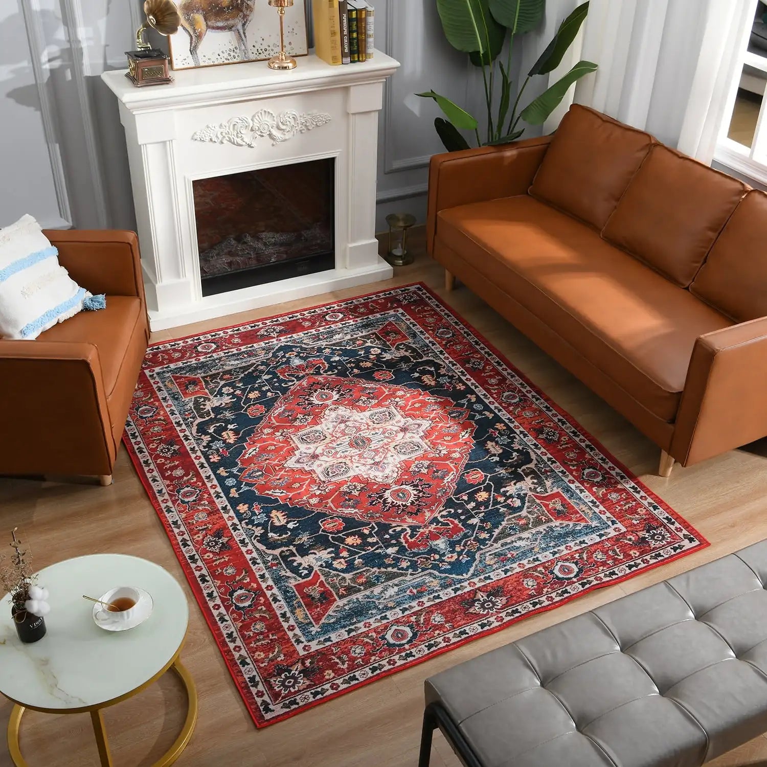 Vintage Bohemian Area Rug for Living Room, Rug Bedroom Indoor Print Carpet Large Size Kitchen Mat