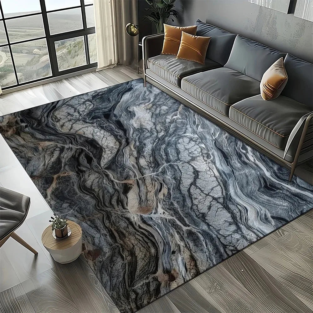 Luxury Marble Black White Gold Stone Carpet Rug for Living Room Bedroom Home Sofa Decoration Non-slip Floor Mat