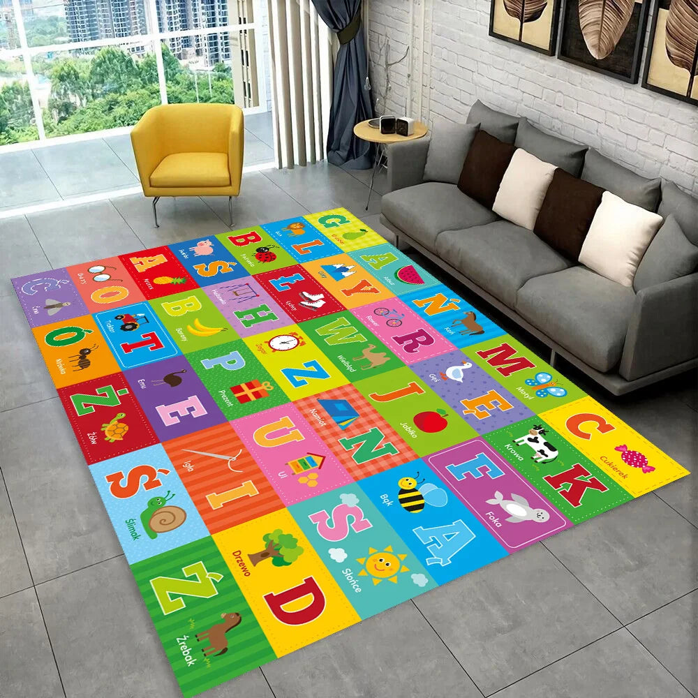 ABC Cartoon Alphabet Children Crawling Kids Playroom Early Education Area Rug,Carpet for Living Room Bedroom Sofa,Non-slip Mat
