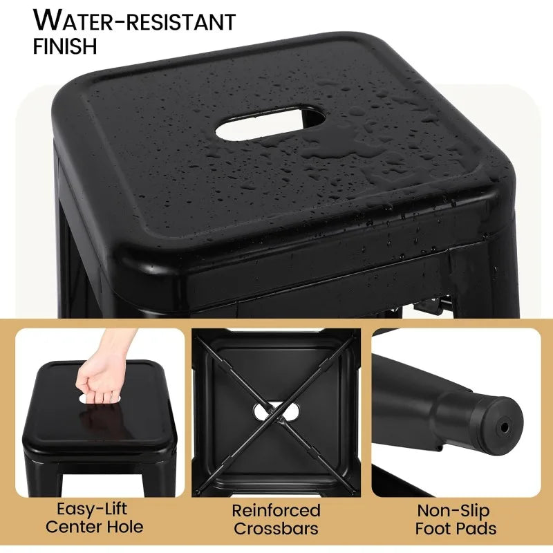 Bar Height Barstools, Stackable Bar Chairs with Footrest for Kitchen/Dining Room/Bistro/Patio,