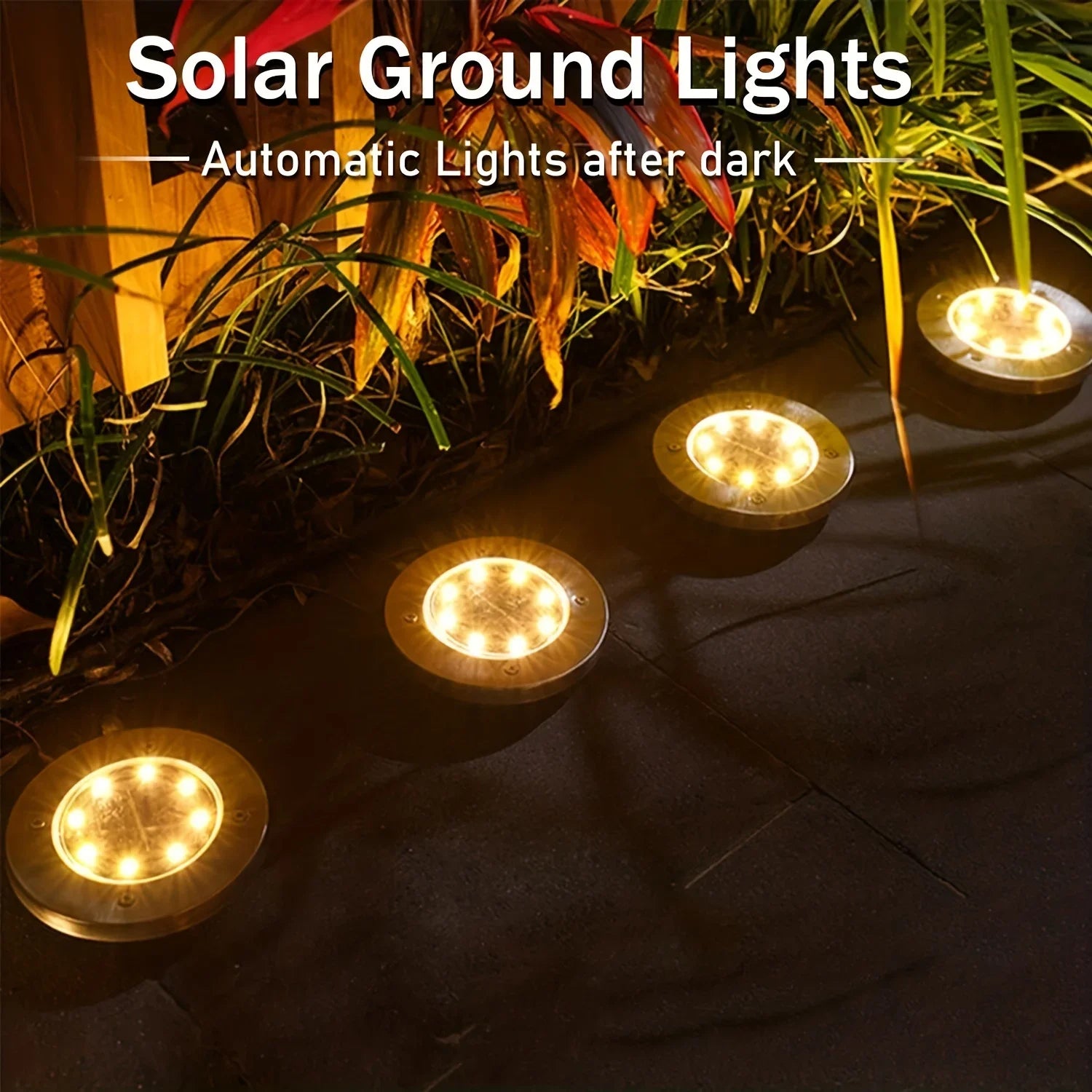 8 piece solar outdoor lights, IP65 solar disk lights, , for  landscape light path, courtyard