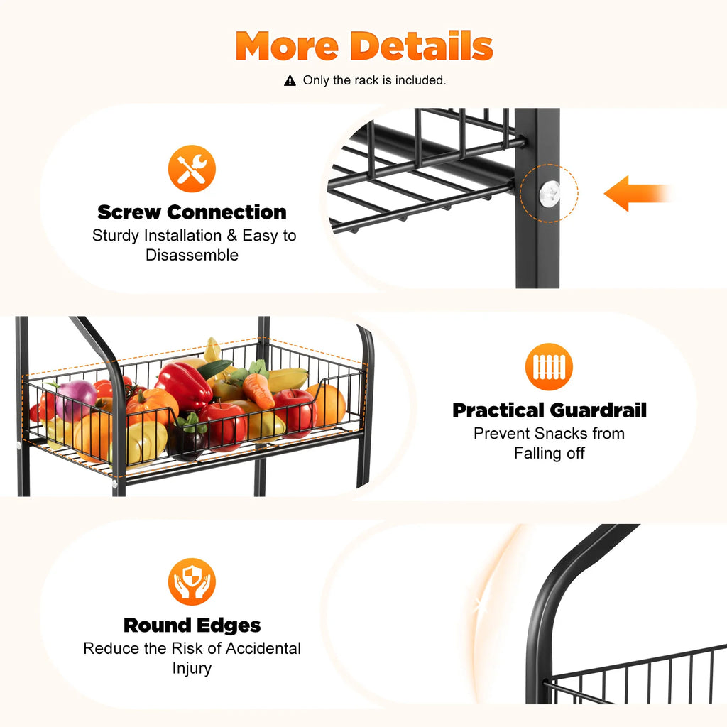 4 Tier Retail  Rack with Wheel Display Basket Stand Cart Metal Basket Storage Shelf