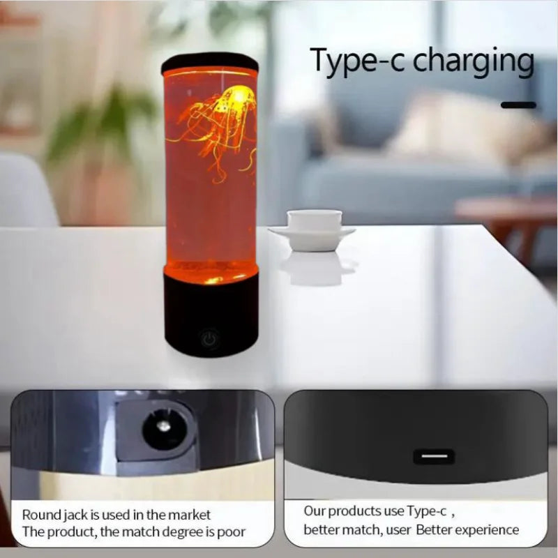 Ocean Night Light with Floating Jellyfish - Aquarium Mood Lamp for Bedroom,