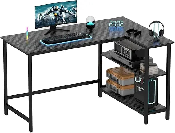 Computer Desk with Shelves, 50 Inch Desk, Study PC Table Workstation with Storage