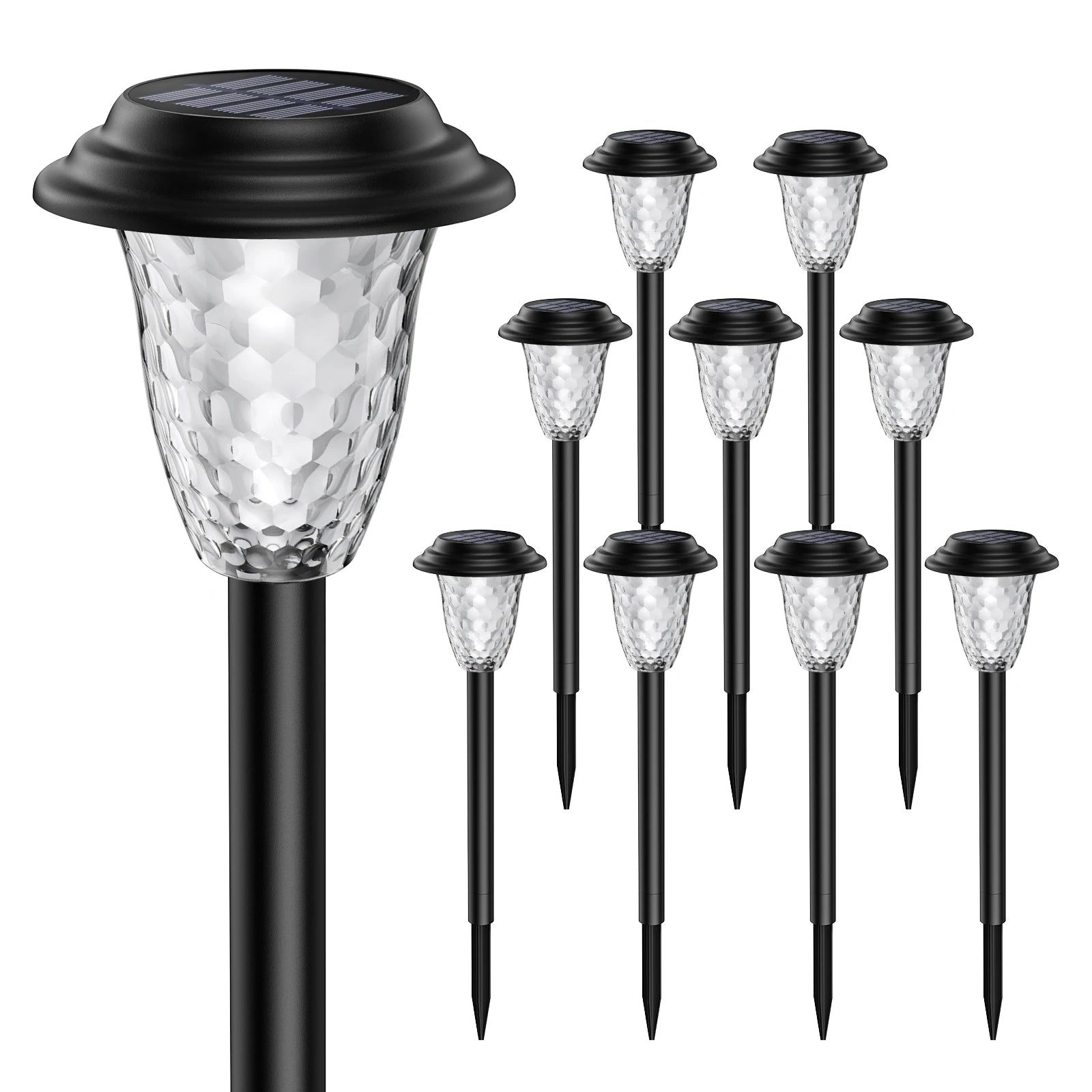 10Pack Solar Lights, RGB/Warm White Color Changing, Outdoor Garden/Backyard/Lawn