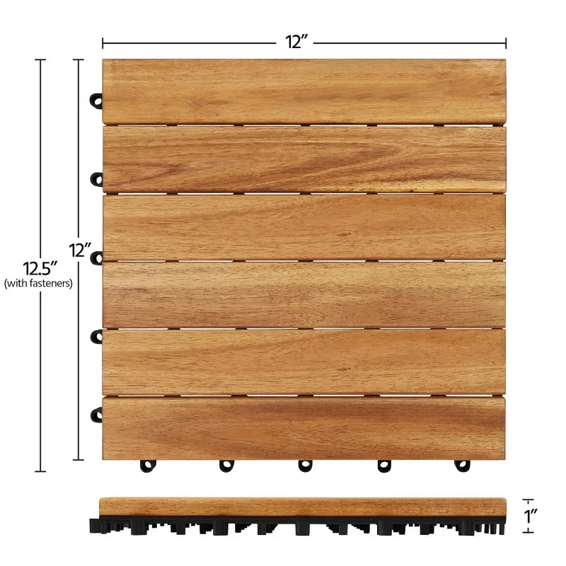 108PCS Acacia Wood Interlocking Flooring Tiles Waterproof Flooring for Outdoor & Indoor Patio,Balcony,Garden,Poolside