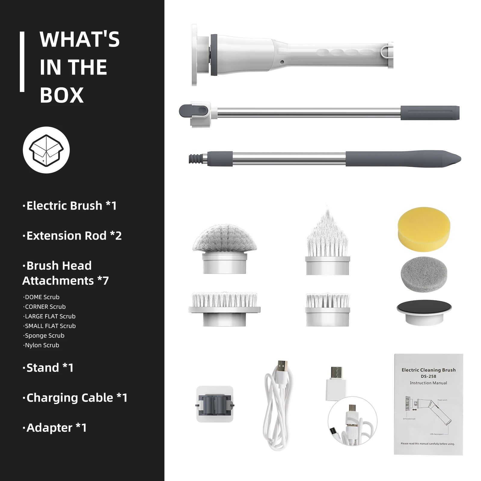 Multifunctional Wireless Rotatable Cleaning Brush Bathroom Kitchen