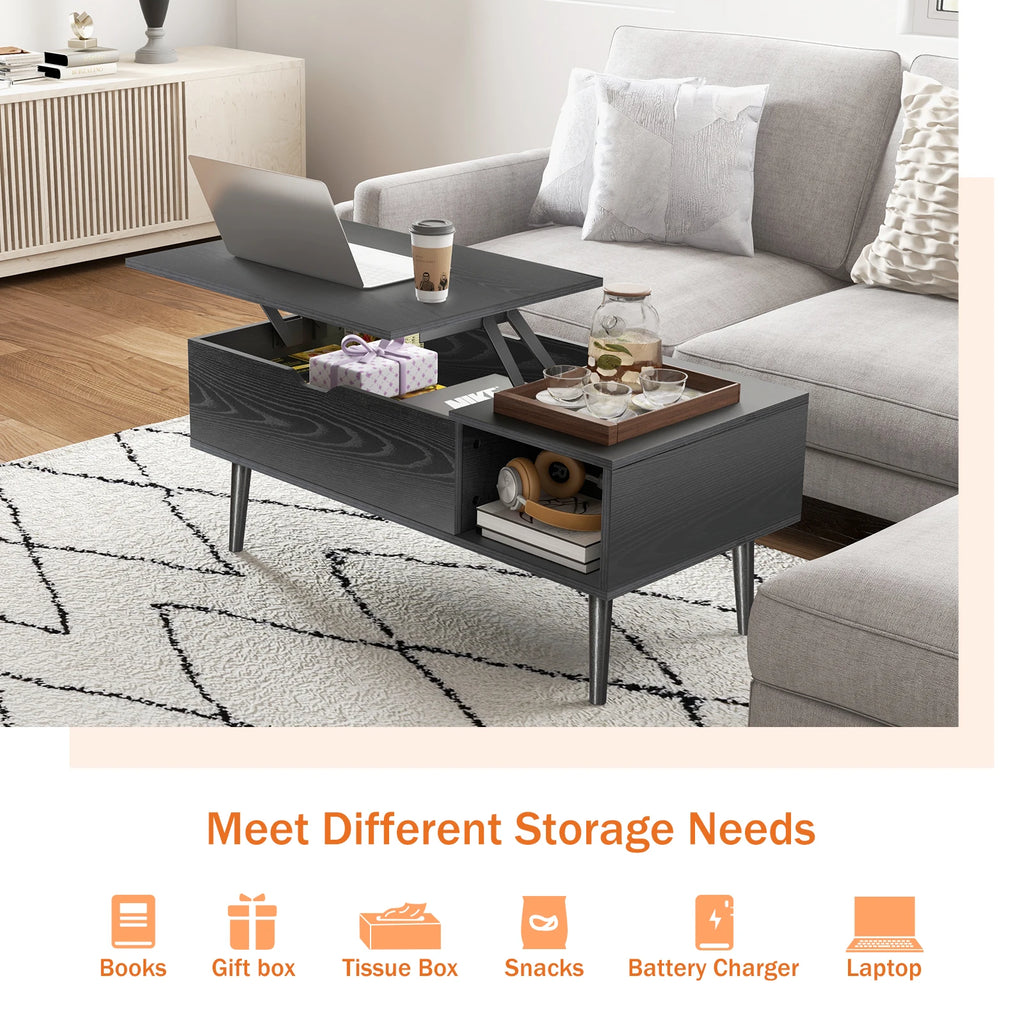 Coffee Tables For Living Room 39.37"x19.7" Desk Tea Wood Dining Tables Adjustable Storage Shelf Easy Lift
