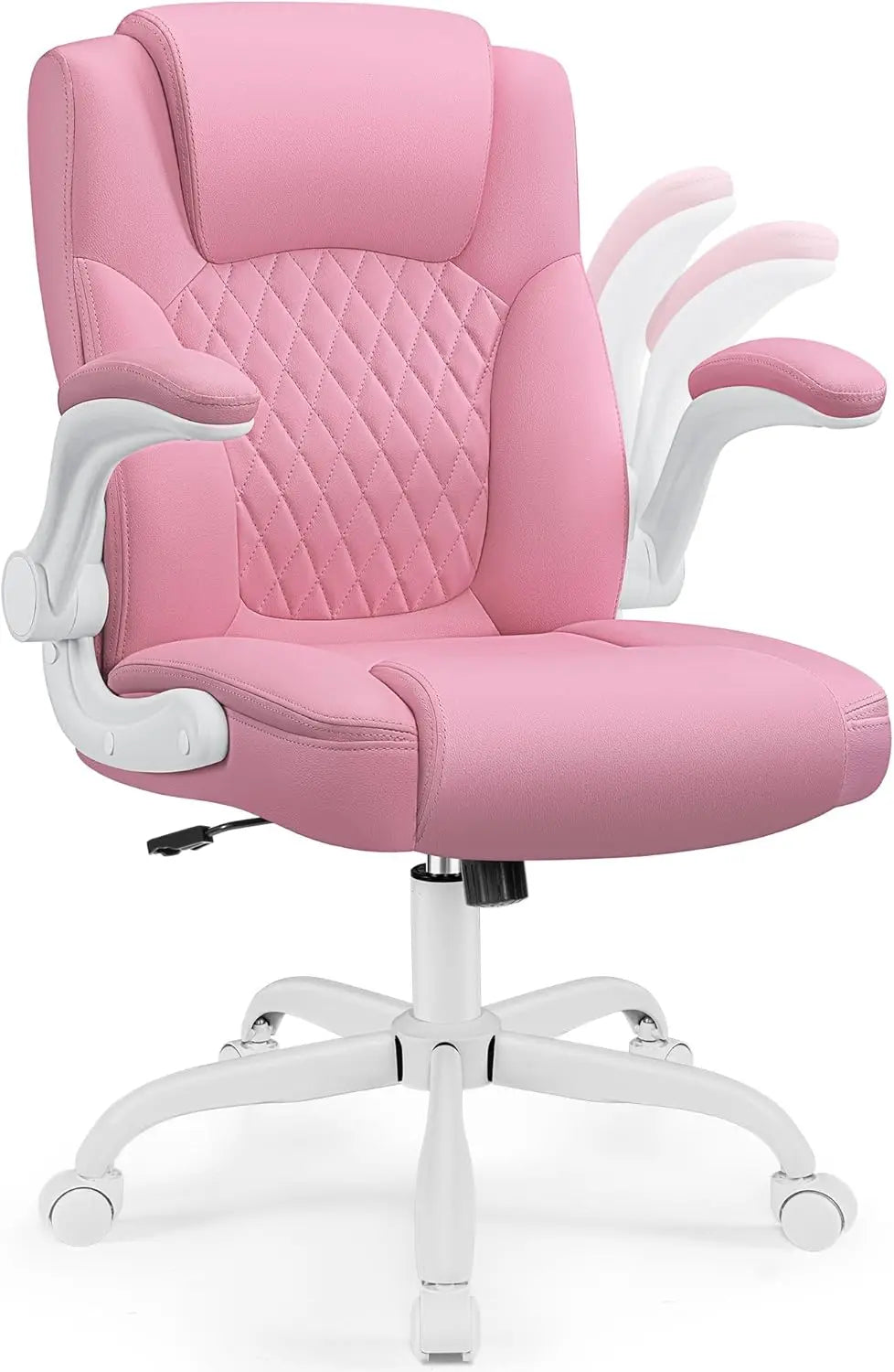 Leather Office Chair, PU Home Computer Desk Chairs with Ergonomic Back Support, 360°Swivel Free,
