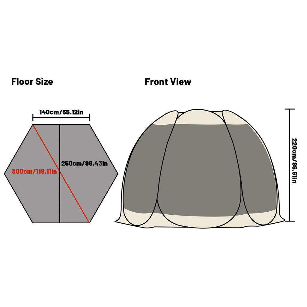 Pop Up Party , 4-6 Person Pavilion, Screen Tent, 6-sided  Camping Canopy  With Mesh Window