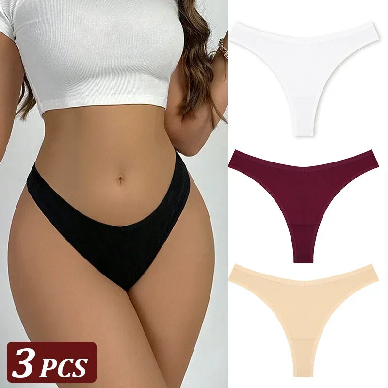 3Pcs/Set Seamless Thong Cotton Women High Flexibility Panty Sexy Underwear