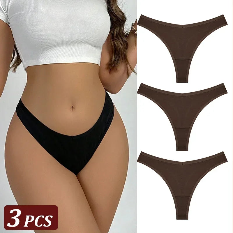 3Pcs/Set Seamless Thong Cotton Women High Flexibility Panty Sexy Underwear
