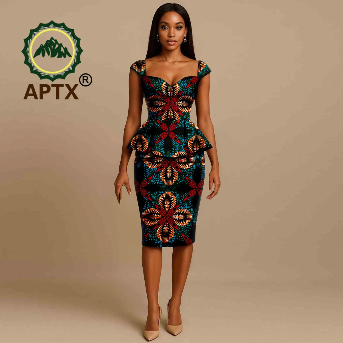 African Dress for Women Ankara Print Square Collar Short Sleeve Knee-Length Dress Dashiki Elegant fashion Casual Party Dress