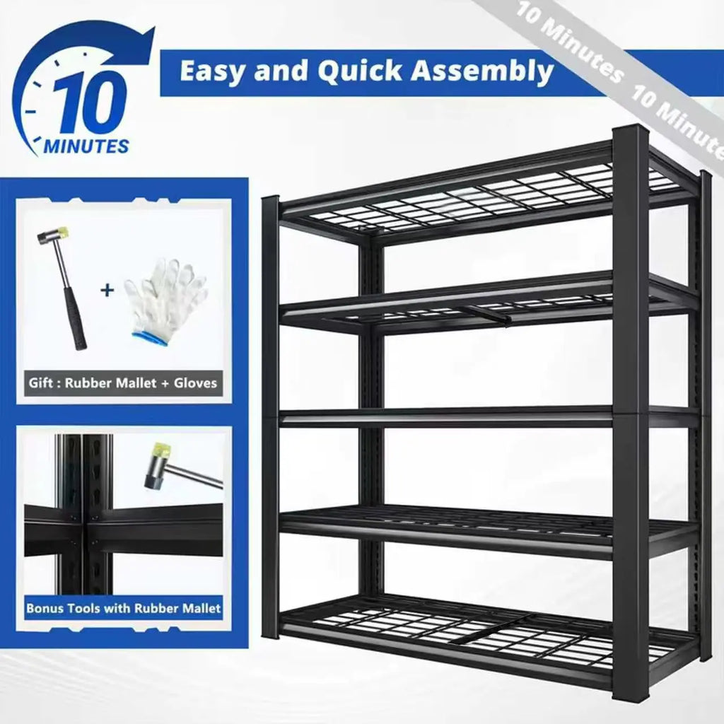 Adjustable Metal Double Layer Column Shelving,  Rack for Warehouse, Basement, Kitchen