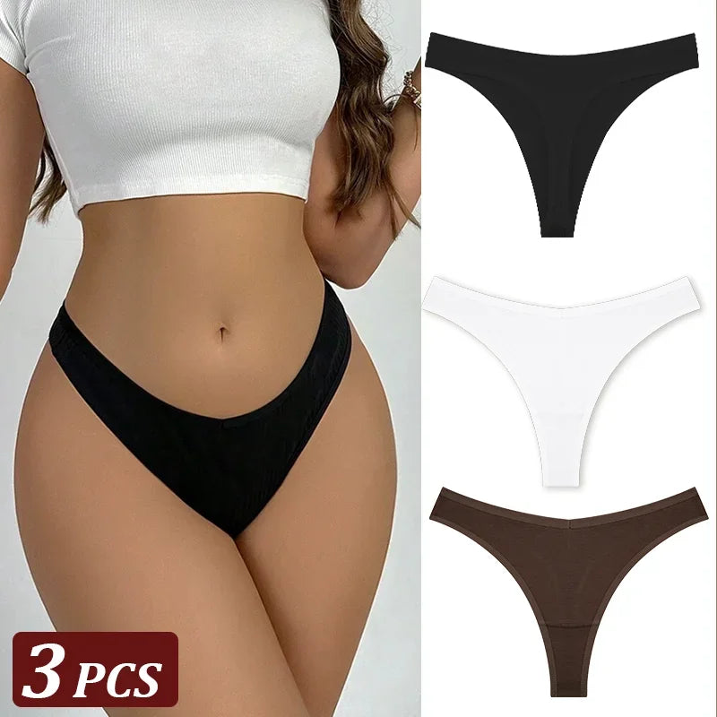 3Pcs/Set Seamless Thong Cotton Women High Flexibility Panty Sexy Underwear