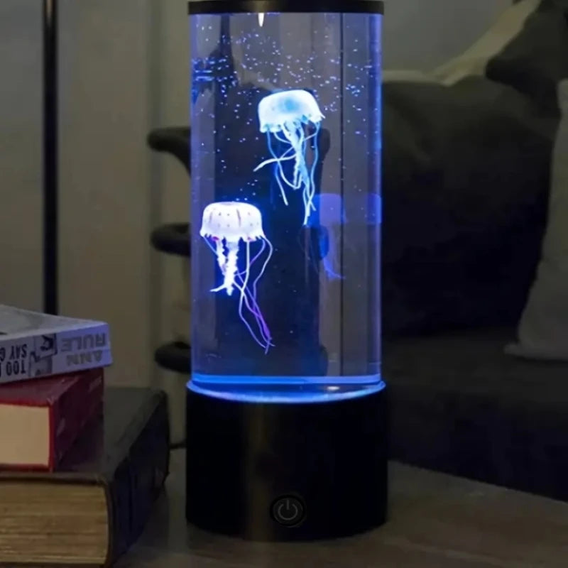 Ocean Night Light with Floating Jellyfish - Aquarium Mood Lamp for Bedroom,