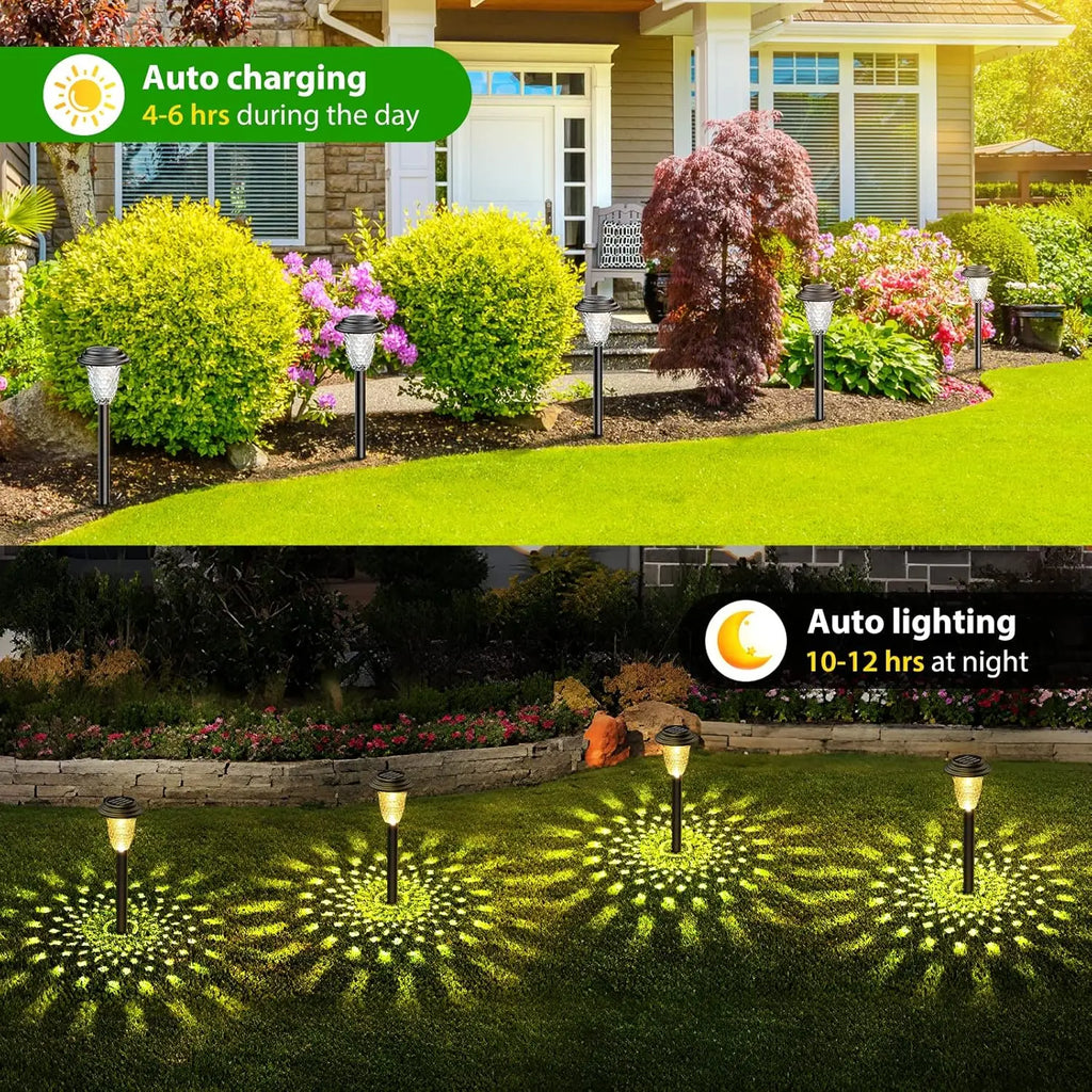 10Pack Solar Lights, RGB/Warm White Color Changing, Outdoor Garden/Backyard/Lawn