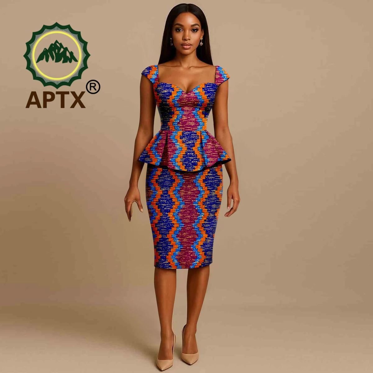 African Dress for Women Ankara Print Square Collar Short Sleeve Knee-Length Dress Dashiki Elegant fashion Casual Party Dress