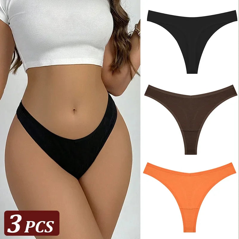3Pcs/Set Seamless Thong Cotton Women High Flexibility Panty Sexy Underwear