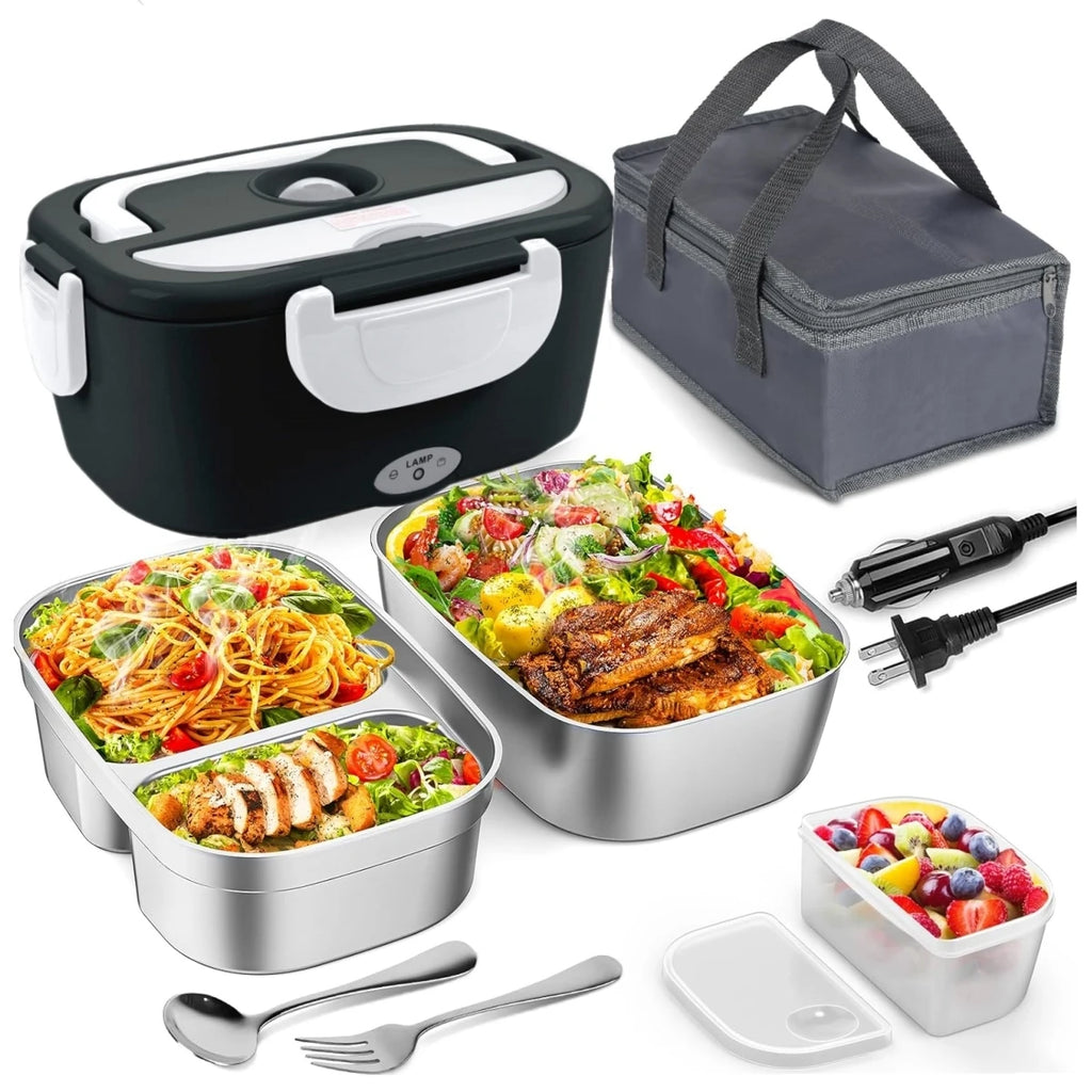 Electric Lunch Box for Adults-60W Fast Heated Lunch Box for with Dual 1.5LStainless Steel Containers