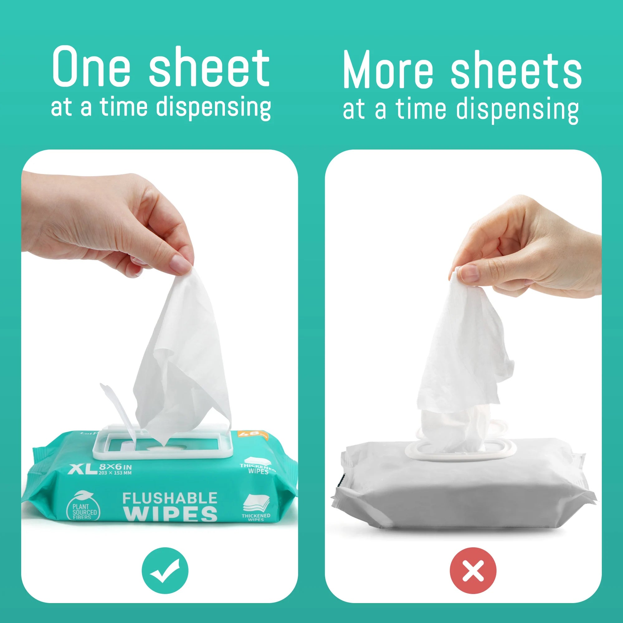 Extra Large Flushable Wet Wipes For Home Outdoor Use, Thickened Butt Wipes, 3 Packs x 48 Ct, 144/288 Wipes